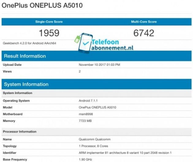 OnePlus 5T   Geekbench   Snapdragon 835