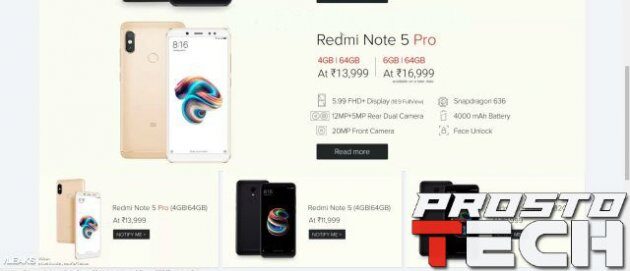 Xiaomi Redmi Note 5   $ 155,  Note 5 Pro  $ 217
