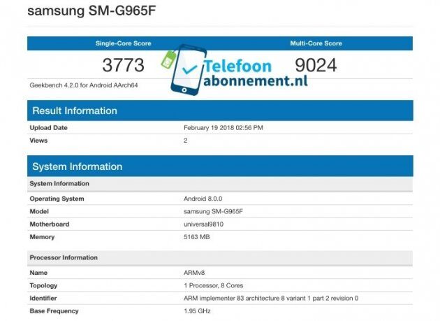 Samsung Galaxy S9 Plus   Geekbench     Android