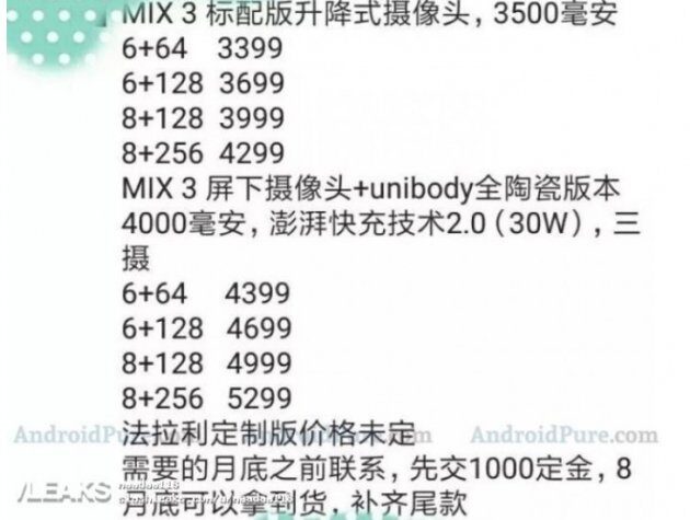        Xiaomi Mi Mix 3       Xiaomi Mi Mix 3